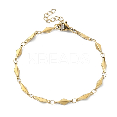Ion Plating(IP) 304 Stainless Steel Rhombus Link Chain Bracelets for Women BJEW-D023-02G-1