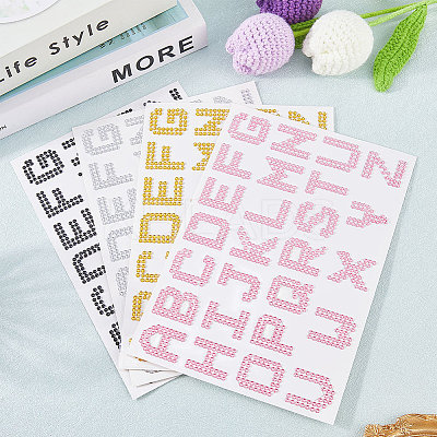8 Sheets 4 Colors Letter A~Z Acrylic Hotfix Rhinestone DIY-CP0012-52-1