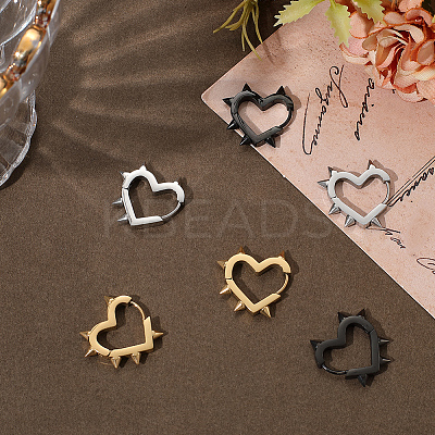 6Pcs 3 Colors Stainless Steel Hoop Earrings EJEW-BBC0001-88-1