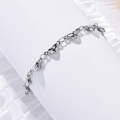Tarnish Resistant 304 Stainless Steel Heart Link Bracelets X-BJEW-M121-03P-1