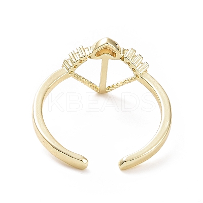 Clear Cubic Zirconia Cupid's Arrow Open Cuff Ring RJEW-H127-39G-1