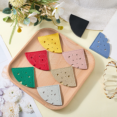 16Pcs 8 Colors PU Leather Fan Bookmarks AJEW-CL0001-23-1
