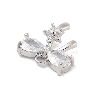 Brass Pave Clear Cubic Zirconia Charms KK-Z061-17P-1