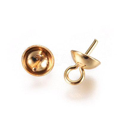 304 Stainless Steel Cup Pearl Peg Bails Pin Pendants STAS-F227-49B-G-1
