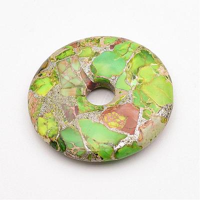 Synthetic Silver Line and Regalite/Imperial Jasper/Sea Sediment Jasper Big Pendants G-P299-I01-1