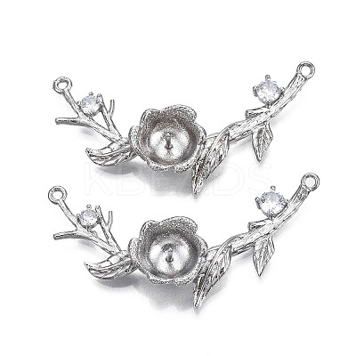 Brass Clear Cubic Zirconia Peg Bails Pendants KK-N216-366P-1