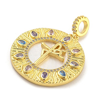 Rack Plating Brass Micro Pave Cubic Zirconia Pendants KK-G513-86G-1