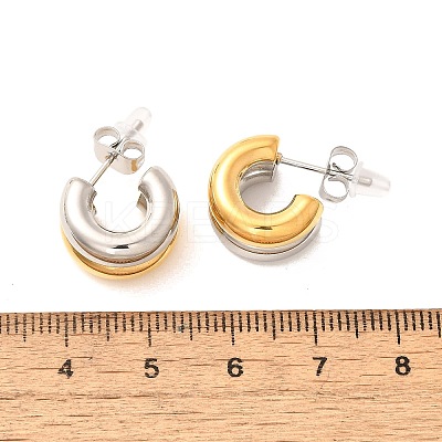 304 Stainless Steel Two Tone Stud Earrings EJEW-F355-05GP-05-1