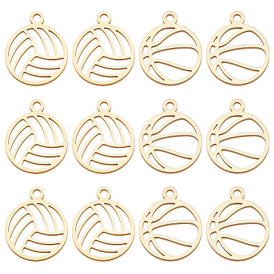 12Pcs 2 Styles Stainless Steel Charms STAS-ME0002-87-1