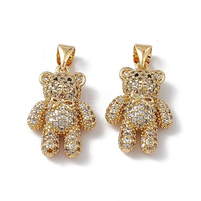 Brass Micro Pave Cubic Zirconia Pendants KK-B061-15G-1