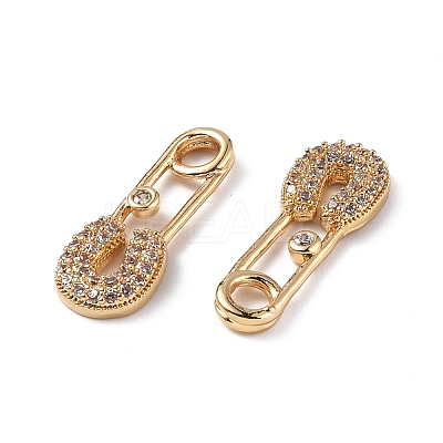 Brass Micro Pave Clear Cubic Zirconia Pendants KK-E068-VF262-1