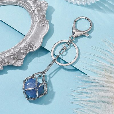 304 Stainless Steel Braided Macrame Pouch Empty Stone Holder for Keychain KEYC-JKC00530-02-1