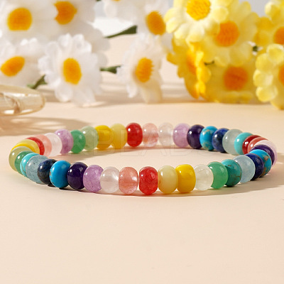 Natural Mixed Gemstone Abacus Beads Stretch Bracelets for Women VF0699-1