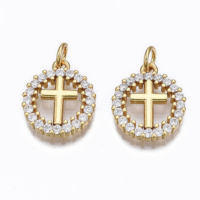 Brass Micro Pave Clear Cubic Zirconia Pendants X-ZIRC-N039-140-NF-1