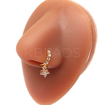 316L Surgical Stainless Steel Cubic Zirconia Dangle Hoop Nose Ring with Charms WG2DADE-21-1