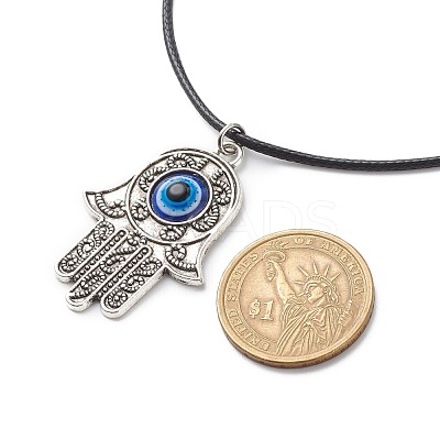 Alloy Hamsa Hand with Enamel Evil Eye Pendant Necklace for Women NJEW-JN03956-01-1
