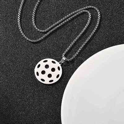 201 Stainless Steel Pickleball Pendant Box Chain Necklaces for Women Men LS-NJEW-H050-01A-P-1