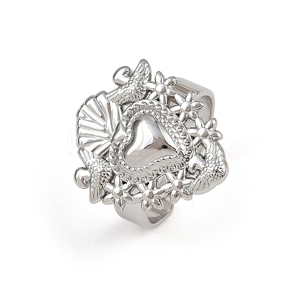 304 Stainless Steel Heart Adjustable Finger Rings for Women LS-RJEW-A074-07P-1
