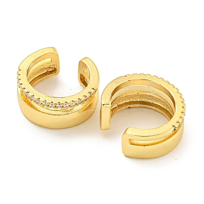 Brass Micro Pave Cubic Zirconia Cuff Earrings EJEW-C104-096G-1