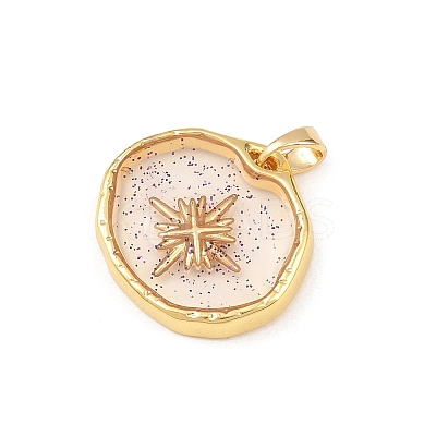 Transparent Epoxy Resin Brass Pendants KK-B163-01G-03-1