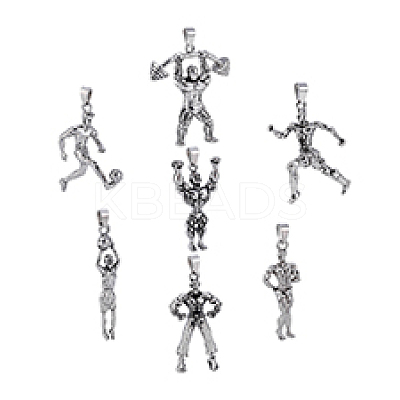 7Pcs 7 Styles Tibetan Style Alloy Pendants TIBE-PH0002-42-1