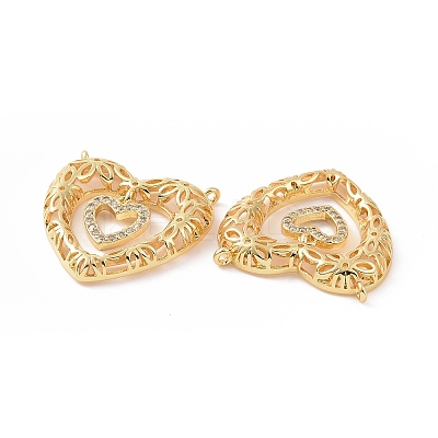Brass Micro Pave Cubic Zirconia 2-Loop Pendants ZIRC-P106-29G-1