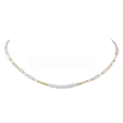 Bohemian Style Natural Rainbow Moonstone Beaded Necklaces NJEW-JN04658-01-1