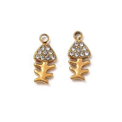 304 Stainless Steel with Rhinestone Pendants STAS-Z157-05G-1