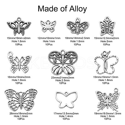 100Pcs 10 Styles Tibetan Style Alloy Pendants TIBEP-CJ0002-87-1