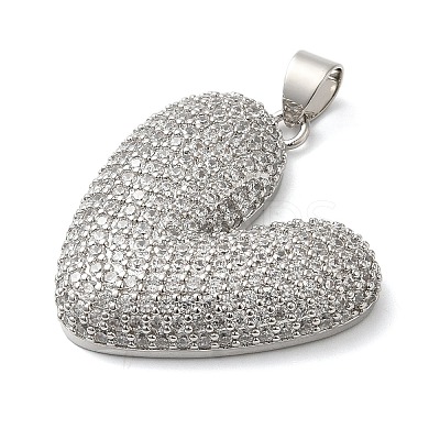 Brass Micro Pave Clear Cubic Zirconia Pendants KK-B094-04P-1