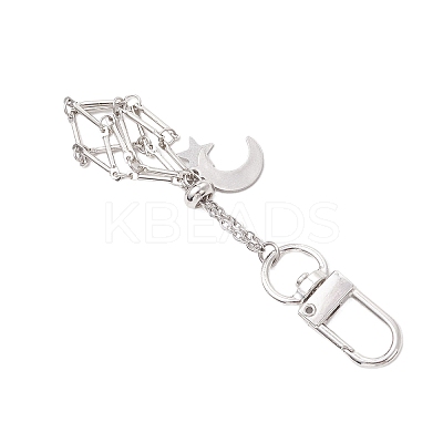 Brass Macrame Pouch Empty Stone Holder Pendant Decoration HJEW-JM03303-02-1