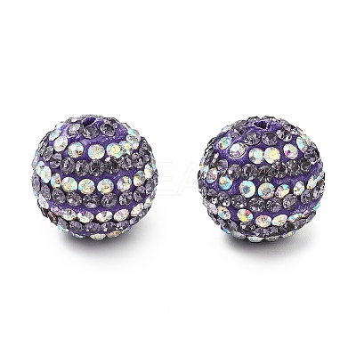 Stripe Pattern Polymer Clay Rhinestone Beads CLAY-NH0001-01K-1