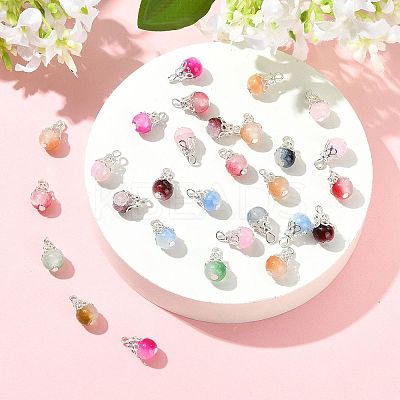 100Pcs 10 Colors Crackle Baking Paint Imitation Jade Glass Charms PALLOY-FS00056-1