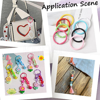 30Pcs 15 Colors Spray Painted Iron Split Key Rings IFIN-SC0001-62-1