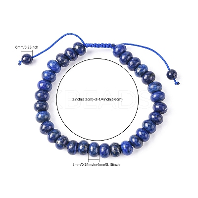 Adjustable Natural Lapis Lazuli Braided Bead Bracelets BJEW-F369-A15-1