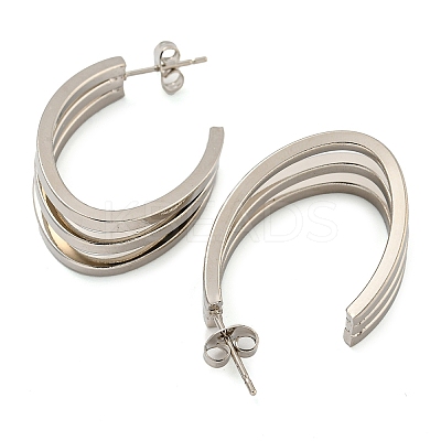 Tarnish Resistant Letter C 202 Stainless Steel Multi Layered Stud Earrings EJEW-H003-14P-1