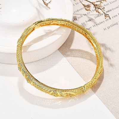 Brass Micro Pave Cubic Zirconia Hinged Bangles for Women BJEW-D313-02G-1