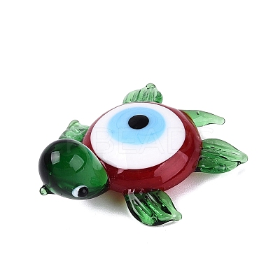 Handmade Lampwork Turtle with Evil Eye Figurine Display Decorations LAMP-N034-25B-1