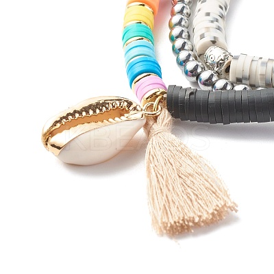 Polymer Clay Heishi Beads Stretch Bracelets Set BJEW-JB07395-1