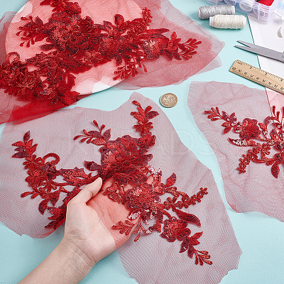 Flower Polyester Embroidery Sew on Appliques PATC-WH0020-33D-1