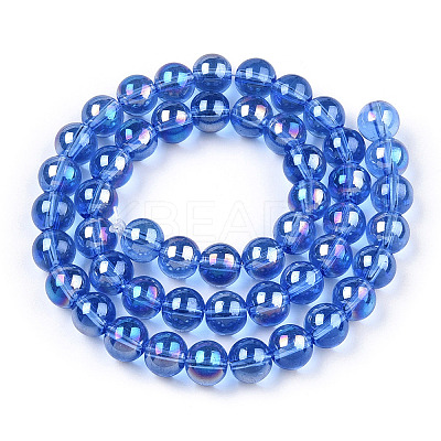 Electroplate Transparent Glass Beads Strands GLAA-T032-T8mm-AB16-1
