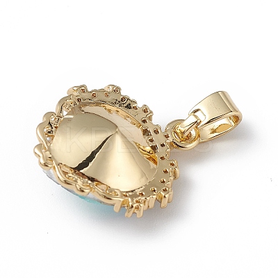 Real 18K Gold Plated Rack Plating Brass Micro Pave Clear Cubic Zirconia Pendants KK-C015-05G-08-1