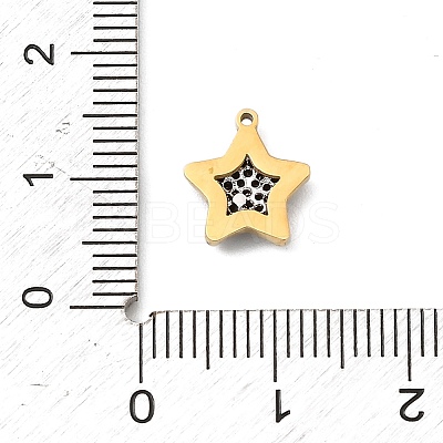304 Stainless Steel Micro Pave Cubic Zirconia Charms STAS-I356-04G-08-1