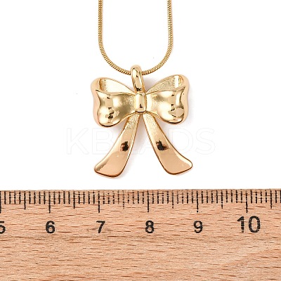 304 Stainless Steel Bowknot Pendant Snake Chain Necklaces for Women NJEW-F354-06G-1