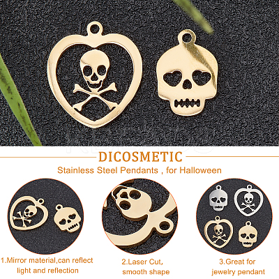 24Pcs 4 Style 201 Stainless Steel Charms STAS-DC0008-59-1