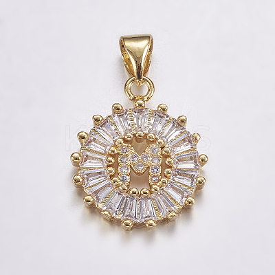 Long-Lasting Plated & Rack Plating Brass Micro Pave Cubic Zirconia Letter Pendants ZIRC-A007-03M-G-1