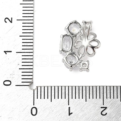 Brass Pave Clear Cubic Zirconia Stud Earring Findings KK-D369-09P-1