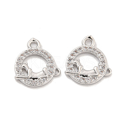 Brass Micro Pave Clear Cubic Zirconia Charms KK-Z044-20P-1