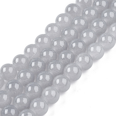 Baking Paint Imitation Jade Glass Round Bead Strands X1-DGLA-Q021-8mm-43-1