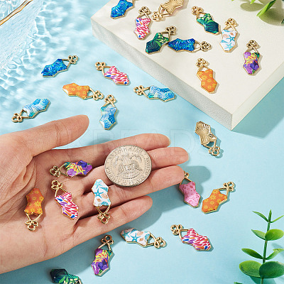 32Pcs 8 Colors Alloy Enamel Pendants ENAM-TA0003-95-1